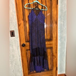 BCBGMaxAzria purple print maxi/high low dress